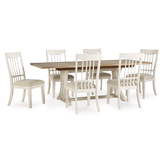 Ashley Furniture Shaybrock Antique White Brown 7pc Dining Room Set D683-DR-S2