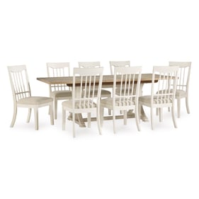 Ashley Furniture Shaybrock Antique White Brown 9pc Dining Room Set