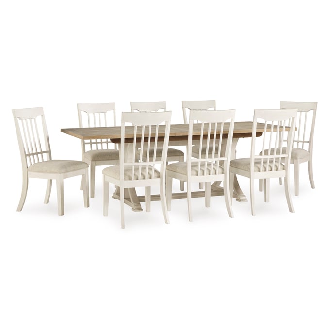 Ashley Furniture Shaybrock Antique White Brown 9pc Dining Room Set D683-DR-S3