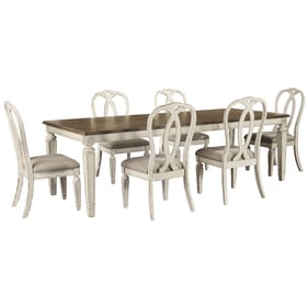 Ashley Furniture Realyn Chipped White 7pc Dining Room Set With Slat Back Ch...