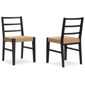 2 Ashley Furniture Isanti Light Brown Black Dining Side Chairs