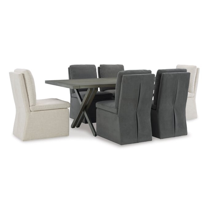 Ashley Furniture Krystanza Oatmeal Charcoal 7pc Dining Room Set D766-DR-S7