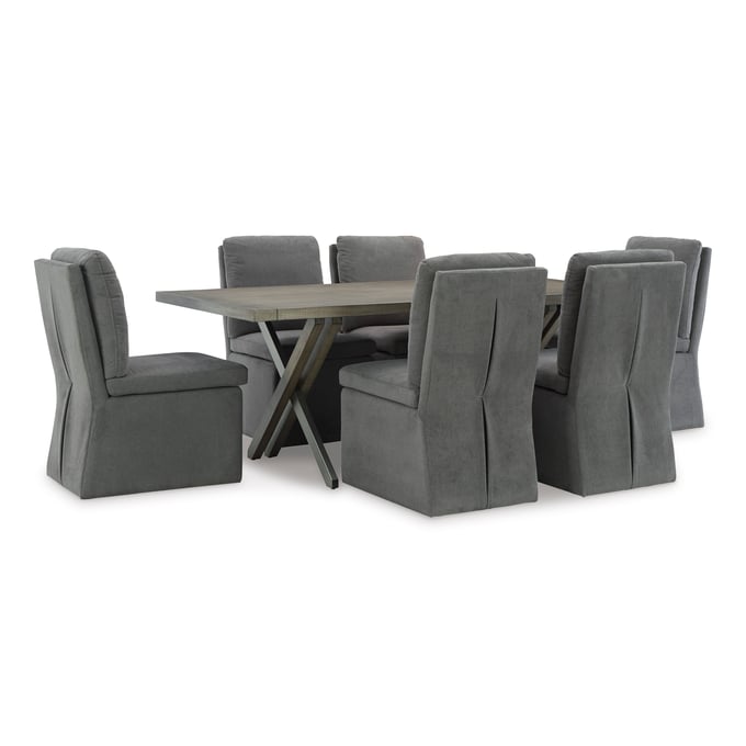 Ashley Furniture Krystanza Charcoal Weathered Gray 7pc Dining Room Set D766-DR-S5