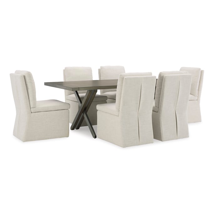 Ashley Furniture Krystanza Oatmeal Weathered Gray 7pc Dining Room Set D766-DR-S2