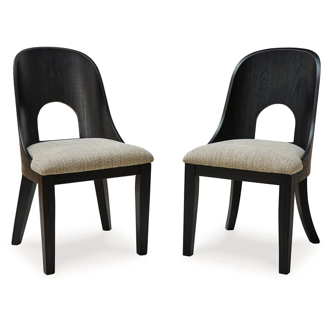 2 Ashley Furniture Rowanbeck Gray Black Dining Upholstered Side Chairs D821-01