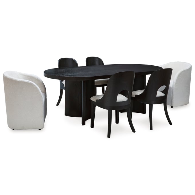 Ashley Furniture Rowanbeck Gray Ivory Black 7pc Dining Room Set D821-DR-S4