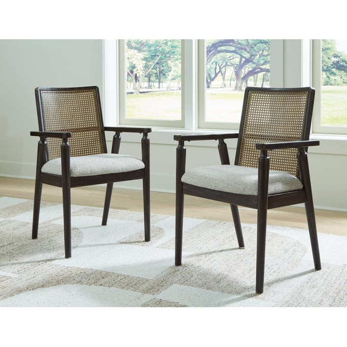 2 Ashley Furniture Galliden Black Dining Arm Chairs D841-02A