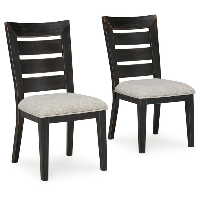 2 Ashley Furniture Galliden Black Dining Upholstered Side Chairs D841-03