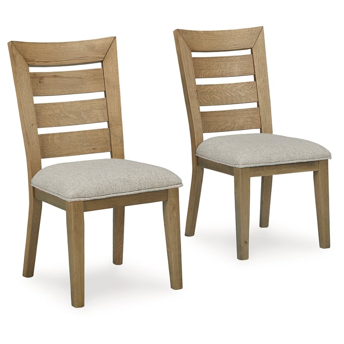 2 Ashley Furniture Galliden Light Brown Dining Upholstered Side Chairs D841-04