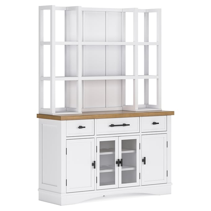 Ashley Furniture Ashbryn White Natural Dining Server And Hutch D844D3