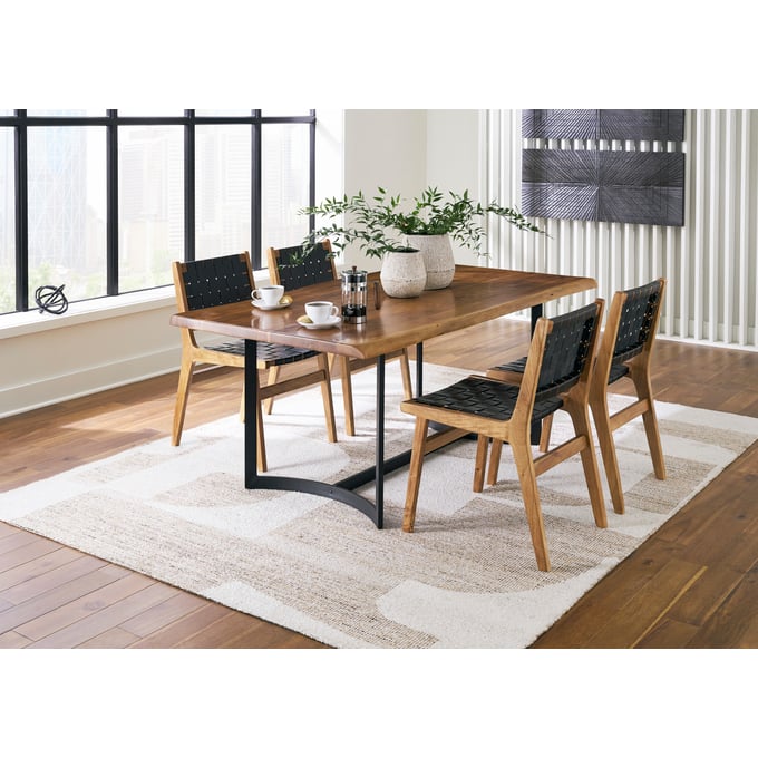 Ashley Furniture Fortmaine Brown Black 5pc Dining Room Set D872-DR-S1