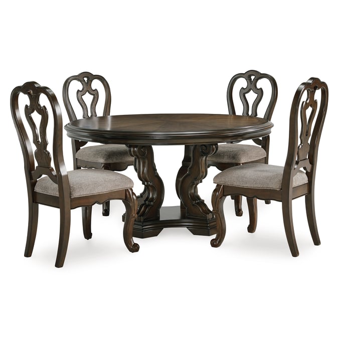 Ashley Furniture Maylee Dark Brown 5pc Round Dining Room Set D947-DR-S6