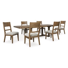 Ashley Furniture Cabalynn Oatmeal Light Brown 7pc Dining Room Set