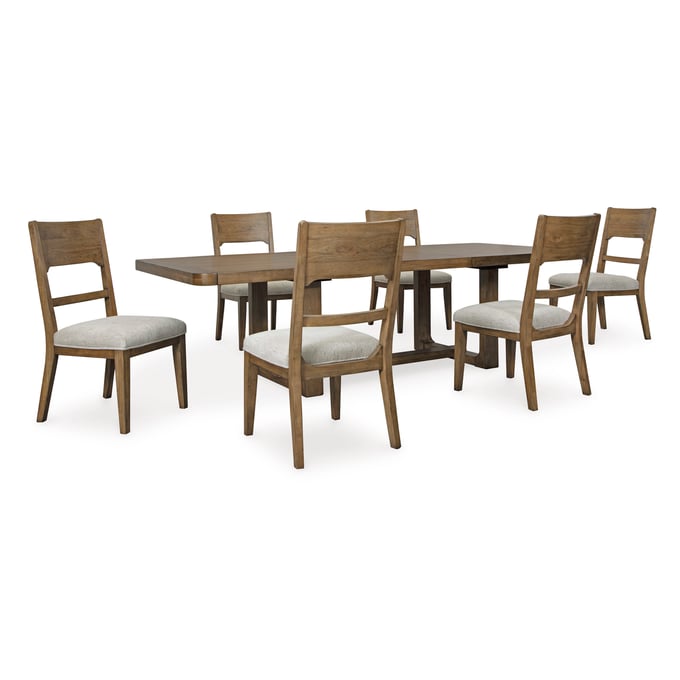 Ashley Furniture Cabalynn Oatmeal Light Brown 7pc Dining Room Set D974-DR-S3