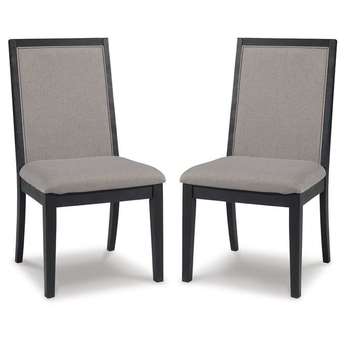 2 Ashley Furniture Foyland Light Gray Black Dining Side Chairs D989-01