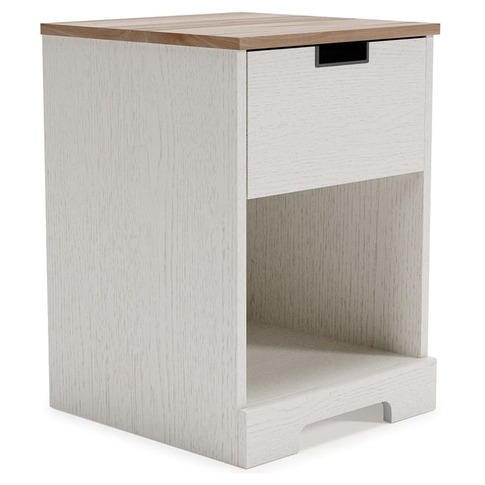 Ashley Furniture Vaibryn White Brown One Drawer Night Stand EB1428-291