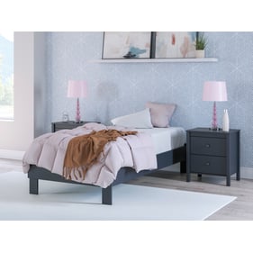 Ashley Furniture Simmenfort Navy Blue 2pc Bedroom Set With Twin Platform Be...