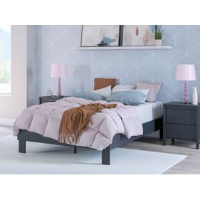 Ashley Furniture Simmenfort Navy Blue 2pc Bedroom Set With Full Platform Be...