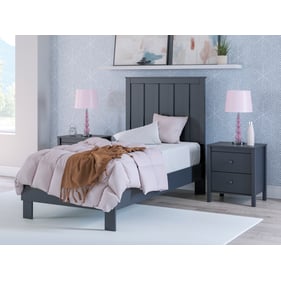 Ashley Furniture Simmenfort Navy Blue 2pc Bedroom Set With Twin Platform Pa...