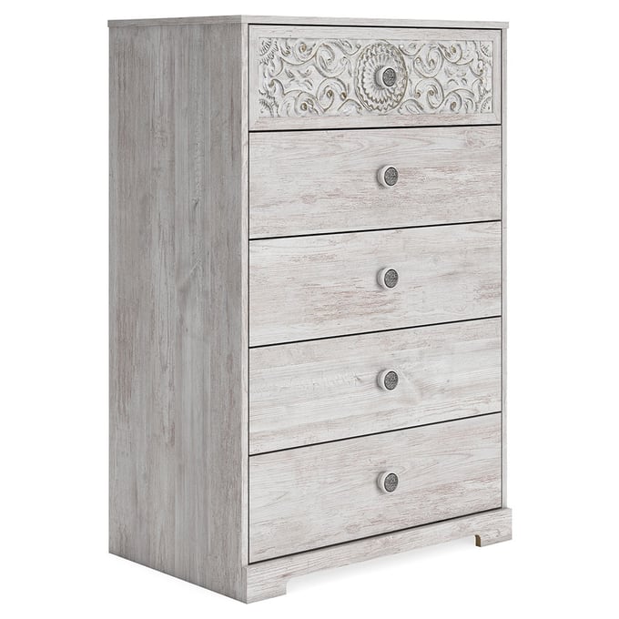 Ashley Furniture Paxberry Whitewash Wood Five Drawer Chest EB1811-245