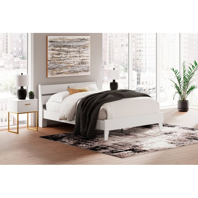 Ashley Furniture Socalle Matte White 2pc Bedroom Set With Queen Panel Bed EB1867-BR-S6