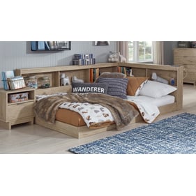 Ashley Furniture Oliah Natural 2pc Bedroom Set With Full Bookcase Storage B...