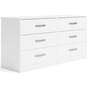 Ashley Furniture Flannia White Wood Six Drawer Dresser