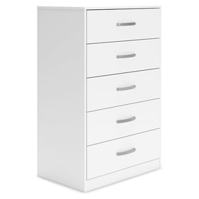 Ashley Furniture Flannia White Wood Five Drawer Chest