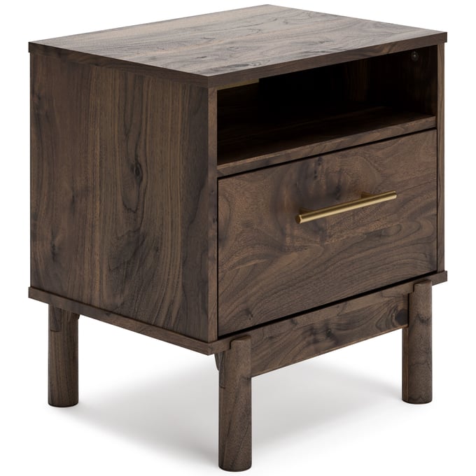 Ashley Furniture Calverson Mocha Wood One Drawer Night Stand EB3660-291