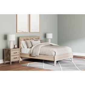 Ashley Furniture Battelle Tan 2pc Bedroom Set With Queen Panel Platform Bed