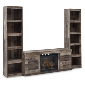 Ashley Furniture Derekson Gray 3pc Entertainment Center With Infrared Firep...