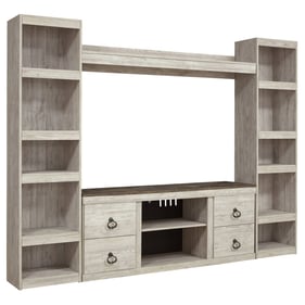 Ashley Furniture Willowton Whitewash Entertainment Center With Fireplace Op...