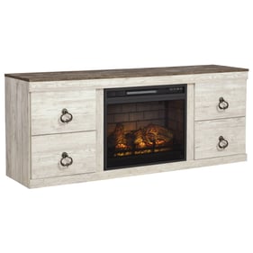 Ashley Furniture Willowton Whitewash TV Stand With Fireplace