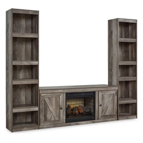 Ashley Furniture Wynnlow Gray 3pc Entertainment Center With Fireplace Inser...