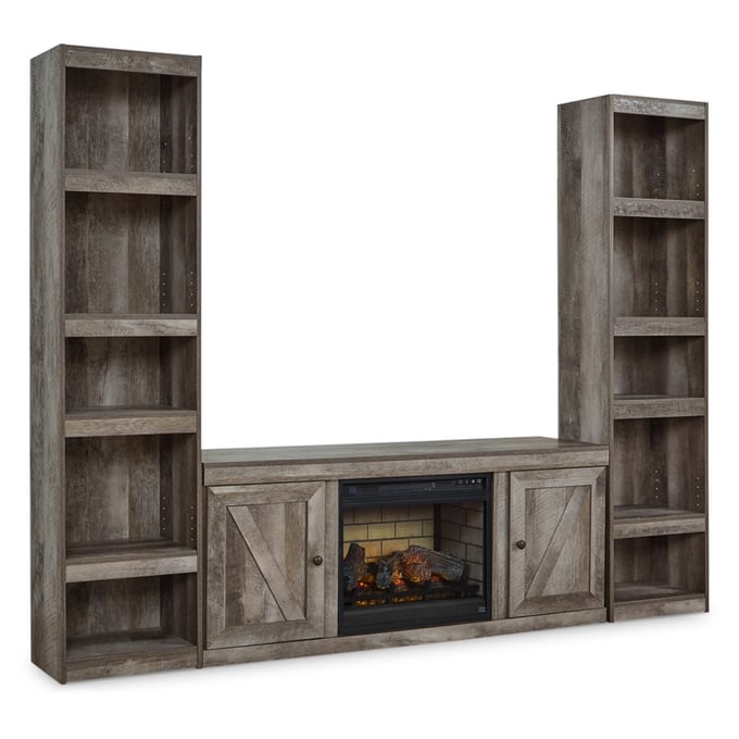 Ashley Furniture Wynnlow Gray 3pc Entertainment Center With Fireplace Insert Infrared EW0440W10