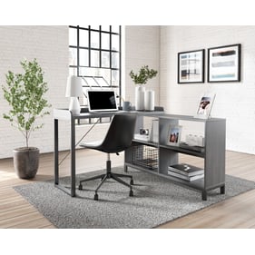 Ashley Furniture Yarlow Black Metal Wood 2pc L Desk With Chair Set