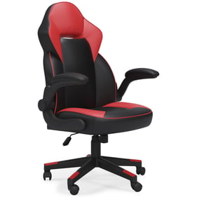 Ashley Furniture Lynxtyn Red Black Faux Leather Swivel Desk Chair