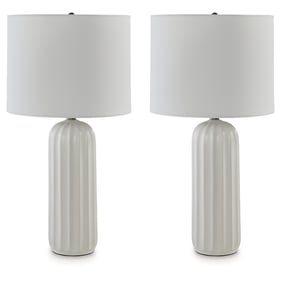 2 Ashley Furniture Clarkland White Ceramic Table Lamps