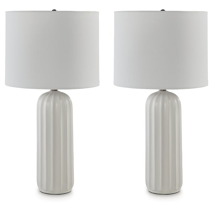 2 Ashley Furniture Clarkland White Ceramic Table Lamps L177974