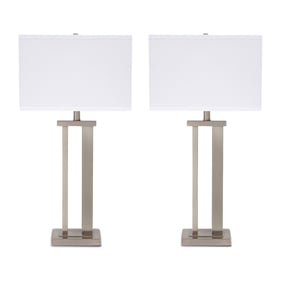 2 Ashley Furniture Aniela Silver Metal Table Lamps