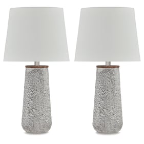 2 Ashley Furniture Chaston Antique White Metal Table Lamps