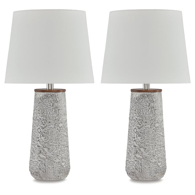 2 Ashley Furniture Chaston Antique White Metal Table Lamps L204464