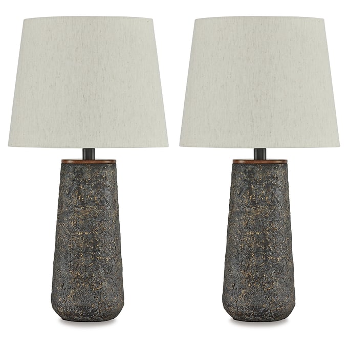 2 Ashley Furniture Chaston Antique Bronze Metal Table Lamps L204474