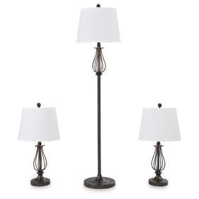 Ashley Furniture Brycestone Bronze Metal 3pc Lamp Set