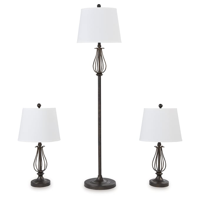 Ashley Furniture Brycestone Bronze Metal 3pc Lamp Set L204526