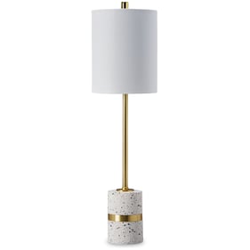 Ashley Furniture Maywick White Brass Metal Table Lamp