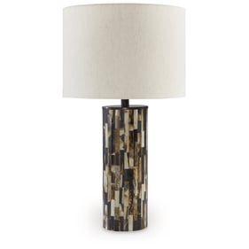 Ashley Furniture Ellford Black Brown Cream Poly Table Lamp