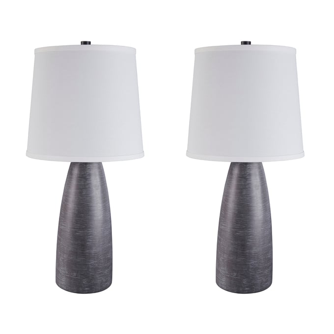 2 Ashley Furniture Shavontae Gray Poly Table Lamps L243004