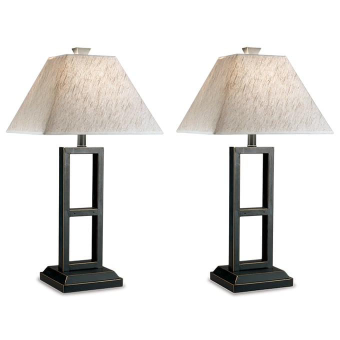 2 Ashley Furniture Deidra Black Metal Table Lamps L318924