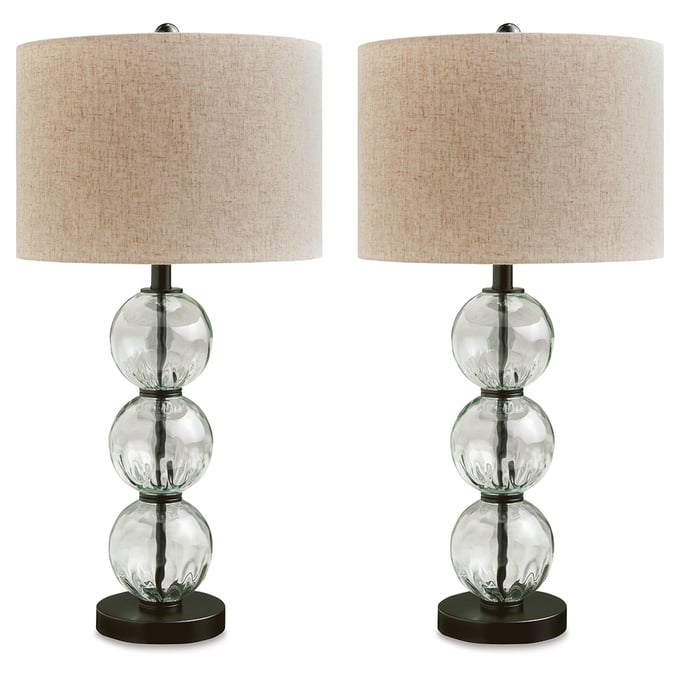 2 Ashley Furniture Airbal Clear Black Glass Table Lamps L431604